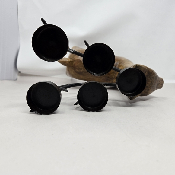 Handcarved Wooden Deer Tea Light Holders Antlers Medium Brown Heavy Sturdy - Picture 5 of 10